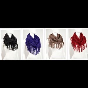 Knit fringe infinity scarf