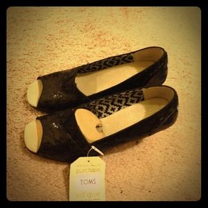 Black sequined TOMS wedges