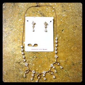 Gold Plated & Cz Necklace & Earrings