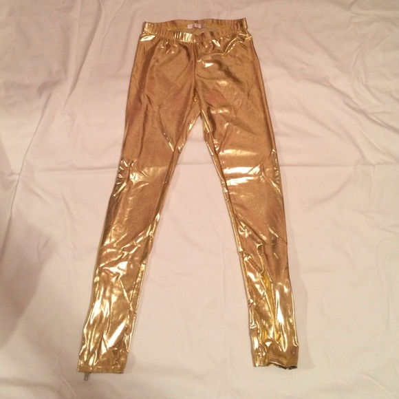 Gold metallic leggings