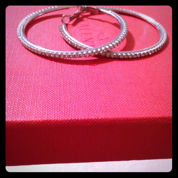 Fashionable faux diamond hoop earrings