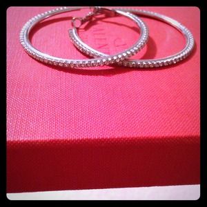 Fashionable faux diamond hoop earrings