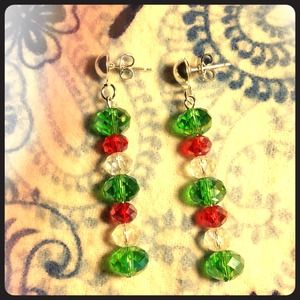 Crystal Earrings🌺BUNDLE ONLY Blingy Grn Red Clear