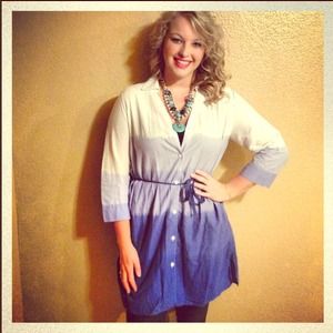 Ocean Ombré Draw String Cotton Dress
