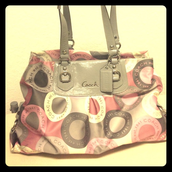 Fun grey and pink AUTHENTIC Coach bag