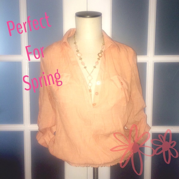 🎉30% off bundles🎉Orange  sheer half sleeve top