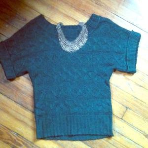 deep forest green off the shoulder sweater