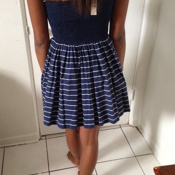 Navy blue sundress with white stripes - Picture 3 of 3