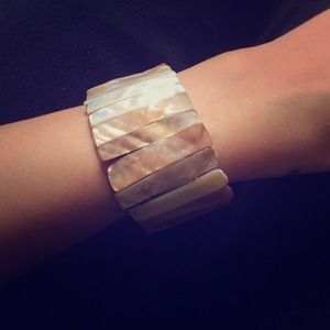Iridescent Beige Stone Bangle