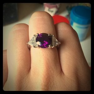 Purple Round w/ Baguettes Ring