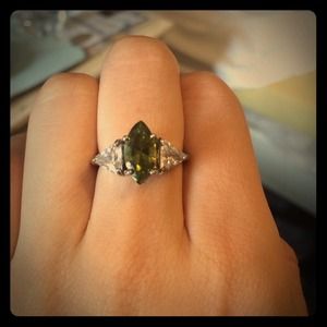 Green Marquise w/ Baguettes Ring