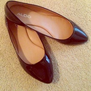 Aldo black patent leather flats