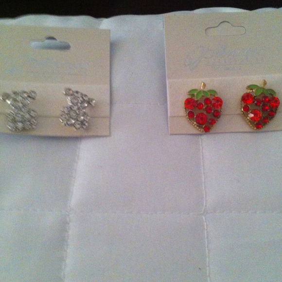 Blinged out Teddy bear and Strawberry Studs