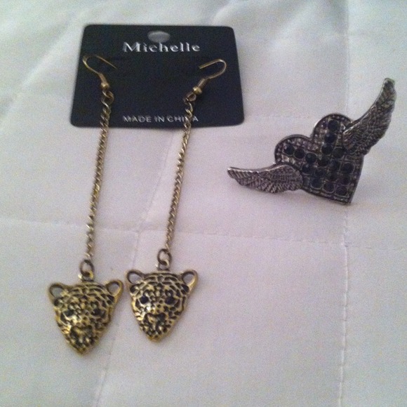 Cheetah Long Drop Earrings and Forever Young ring