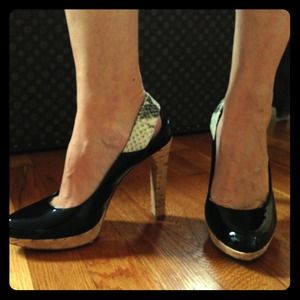 Fendi sling back patent leather heels