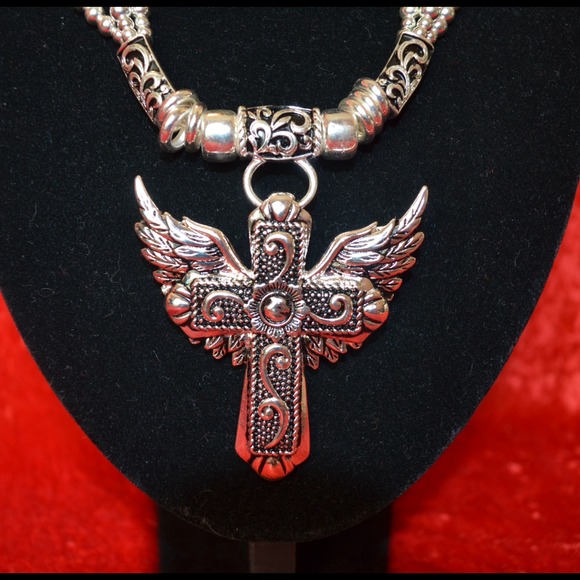 Silver Cross Enhancer & Earring Set - Picture 2 of 4