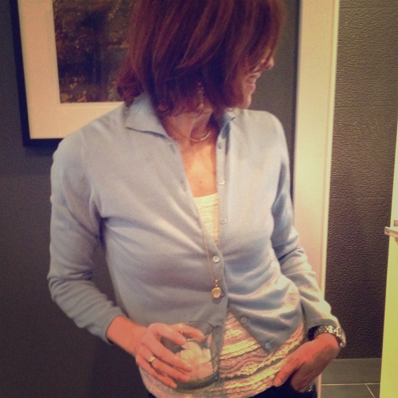 HOLD BUNDLE Blue Cashmere Cardi and black pants