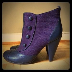 Purple tweed booties