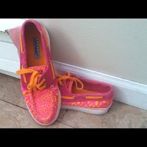 Neon Leopard Sperry Shoes