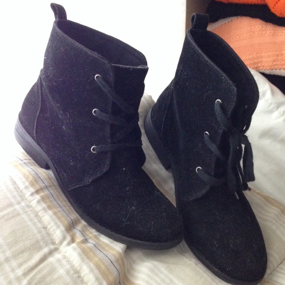F21 Black Suede Boots