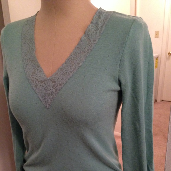 Mint Lace Detail Sweater - Picture 2 of 4