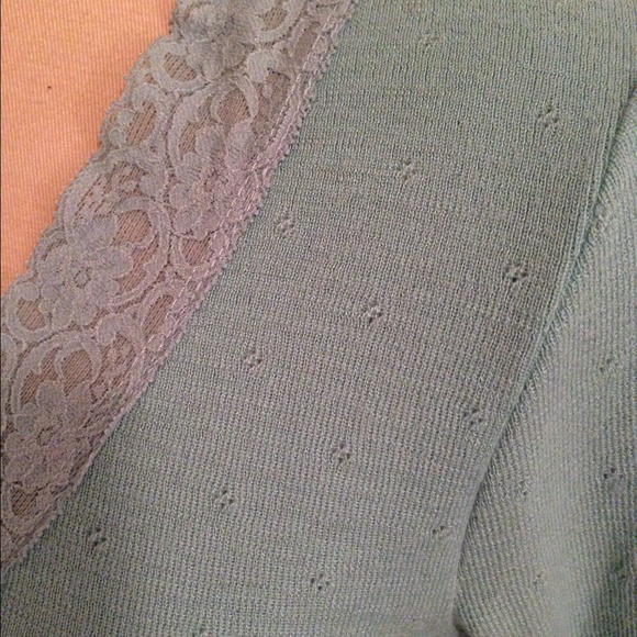 Mint Lace Detail Sweater - Picture 4 of 4