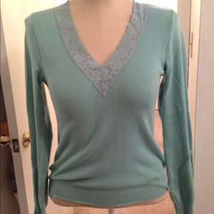 Mint Lace Detail Sweater