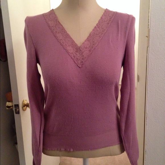 Plum Lace Detail Sweater - Picture 4 of 4