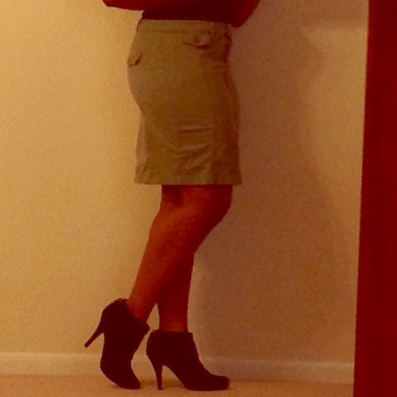 Khaki Cargo Skirt with Front Button Detail