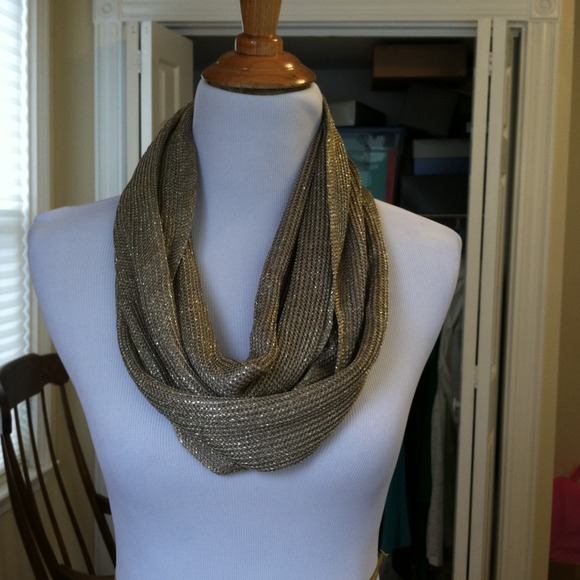 LOFT Accessories - SoLD in Bundle! Gold with shimmer Infinity Scarf!