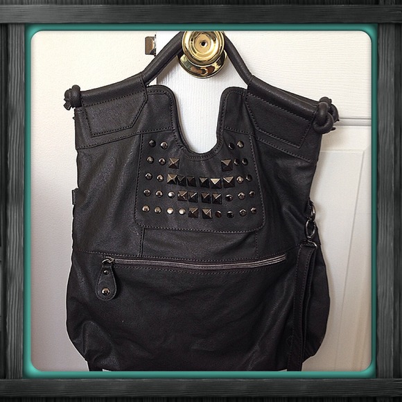 Studded swing back purse