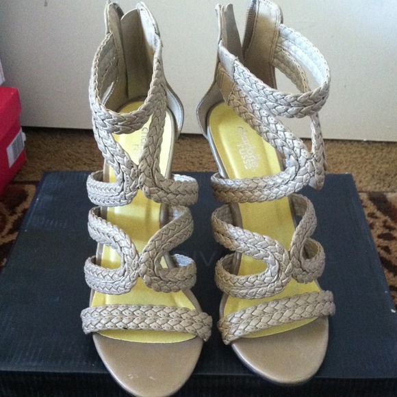 Taupe Strap Wedges