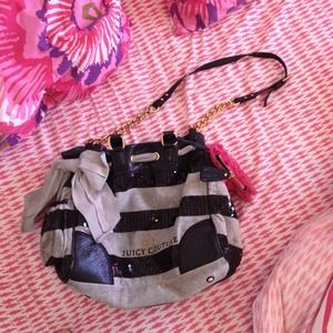 sequined striped velour bag