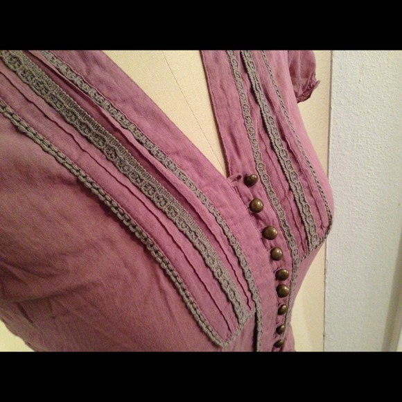 REDUCED PRICE: Plum Top with Brass Buttons - Picture 2 of 4