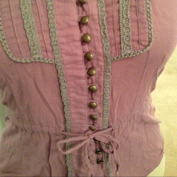 REDUCED PRICE: Plum Top with Brass Buttons - Picture 3 of 4