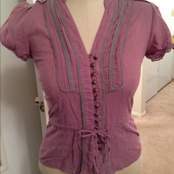 REDUCED PRICE: Plum Top with Brass Buttons - Picture 4 of 4