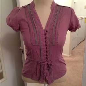 REDUCED PRICE: Plum Top with Brass Buttons