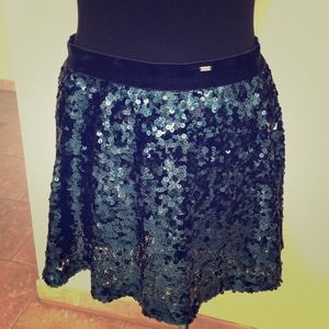 Blue Sequin Mini Skirt