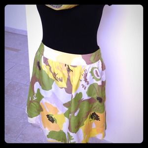 Silky Flower Print Skirt