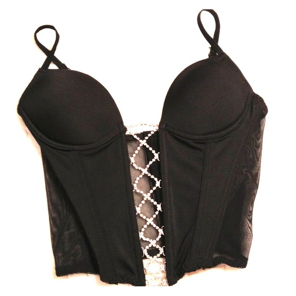 Gorgeous black and rhinestone corset 34C