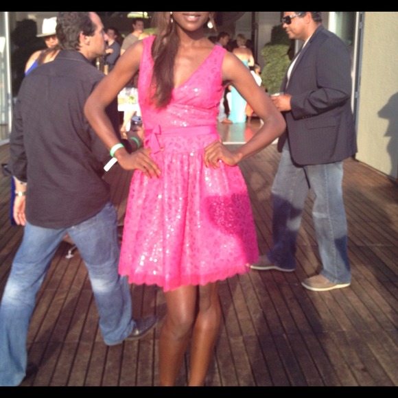 BCBG Backless Pink Party Dress