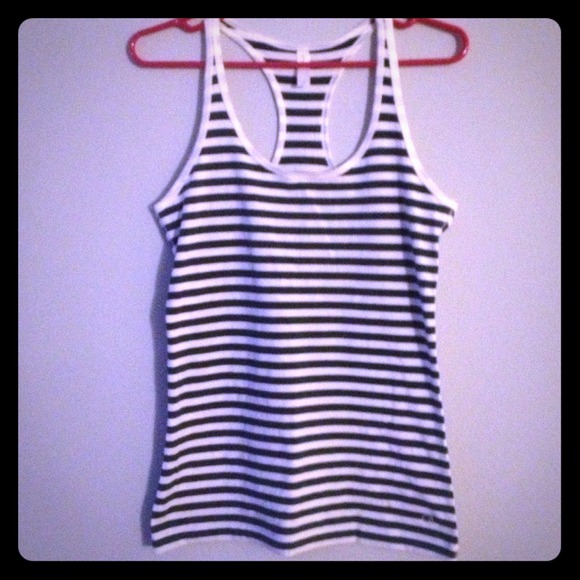 Navy and White Stripes Racerback Tank