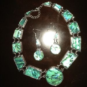 NEW! Blue/Green Necklace and Earrings