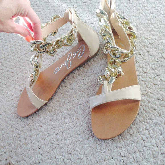 Brand new Tan / gold chain sandal