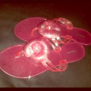 Chanel Pink Rubber Jelly Shoes, SILVER CC Logo