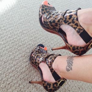 Leopard and gold heel