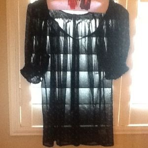 Theory silk blouse and Alfani skirt