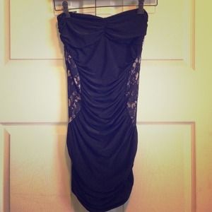 Black dress with beige/black lace design