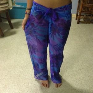 Sheer floral beach pants!