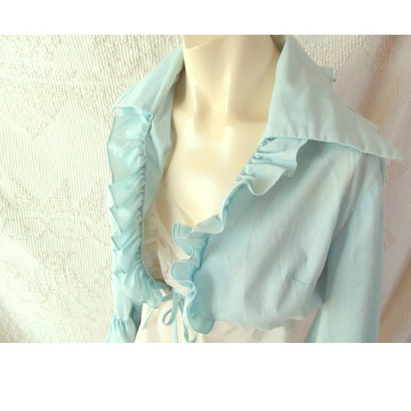 Vintage Ruffled Bolero Crop Top in Pale Sky Blue